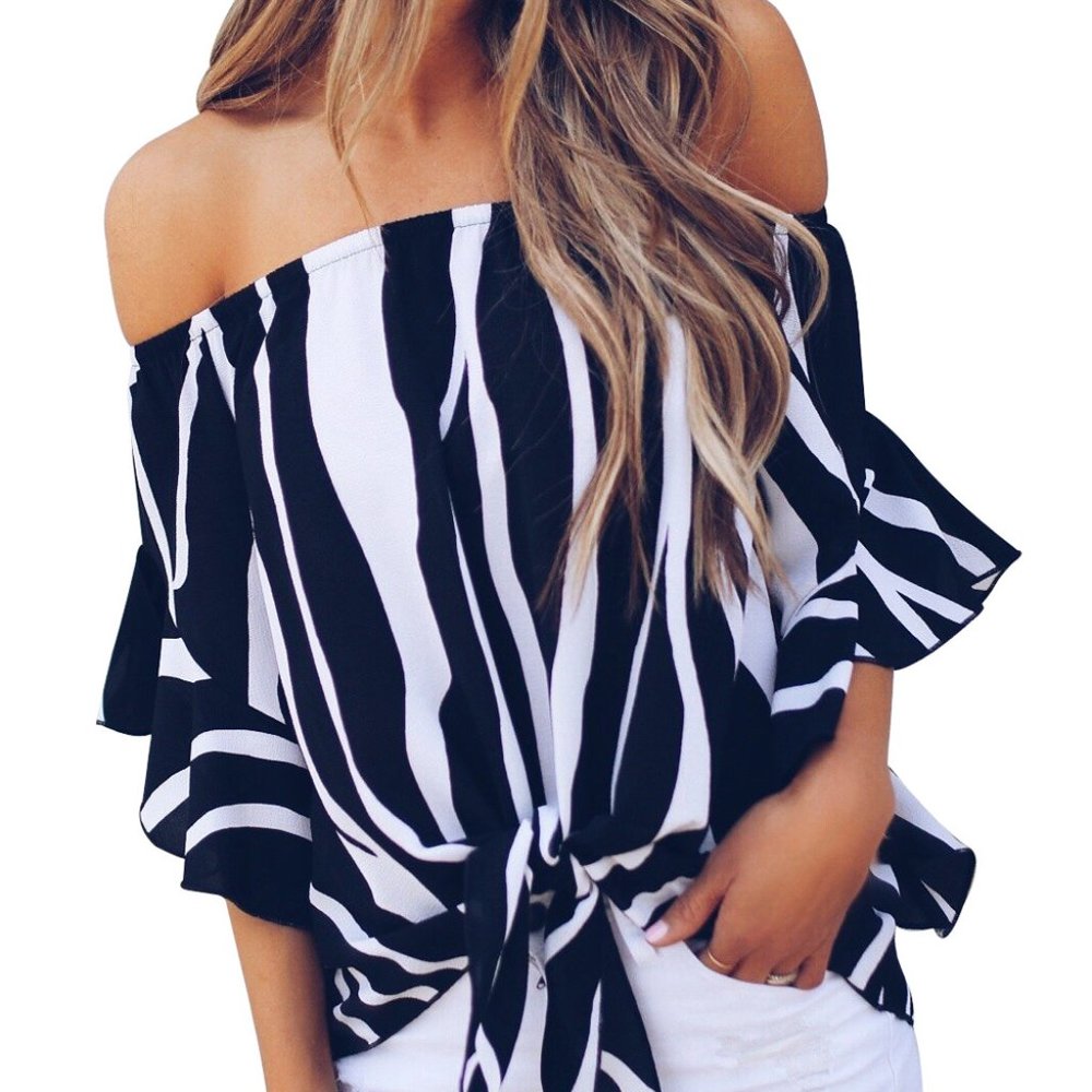 All Eyes on Me Off-Shoulder Zebra Print Blouse